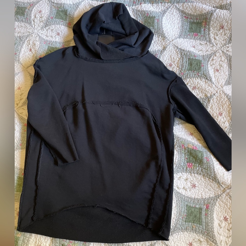 Black Distressed Tunic Hoodie